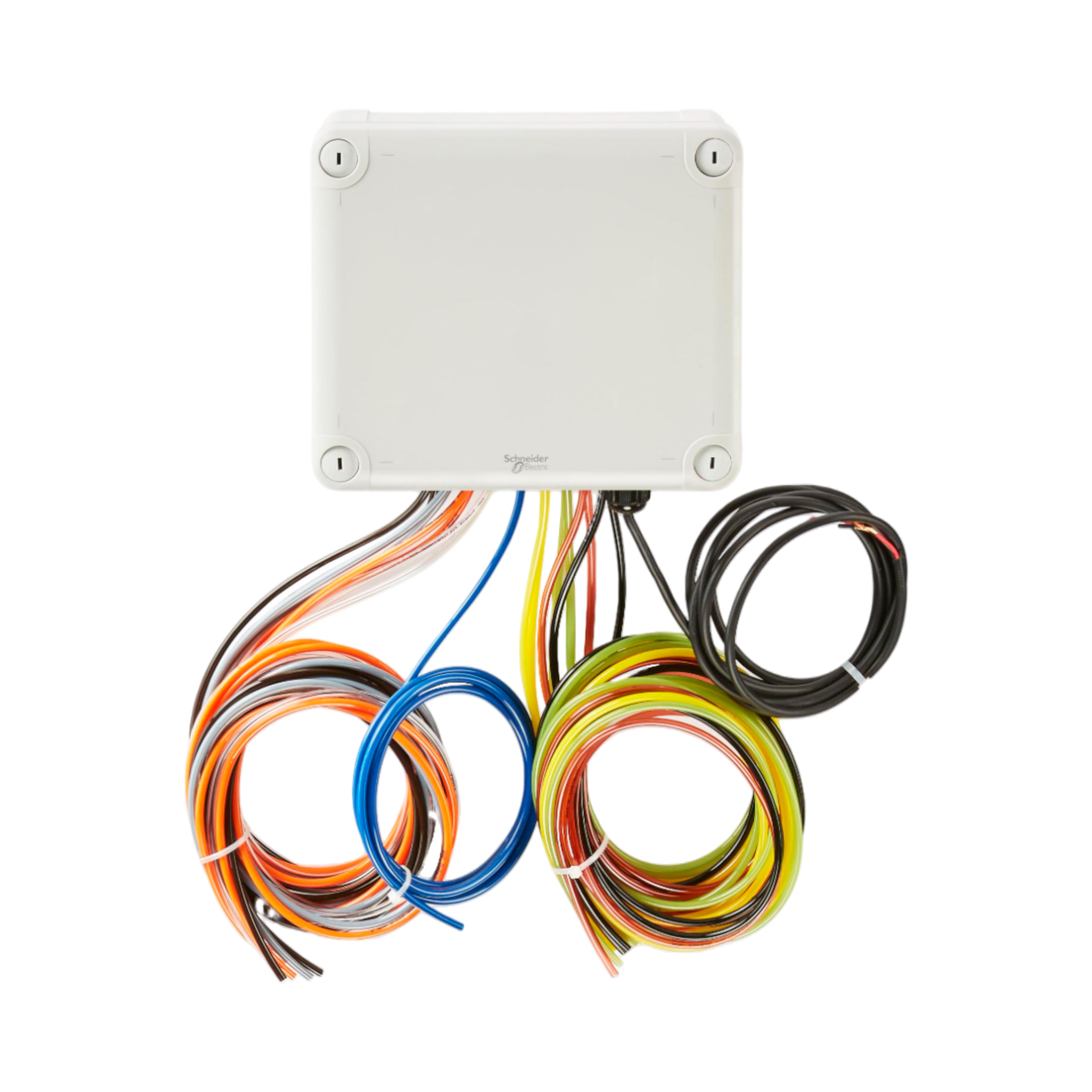 A 16 Function Lodar Replacement FET Air Receiver from Lodar LTD, featuring a white electrical junction box with colorful wires extending outward, ideal for updating components in 16 Function Lodar Air systems.