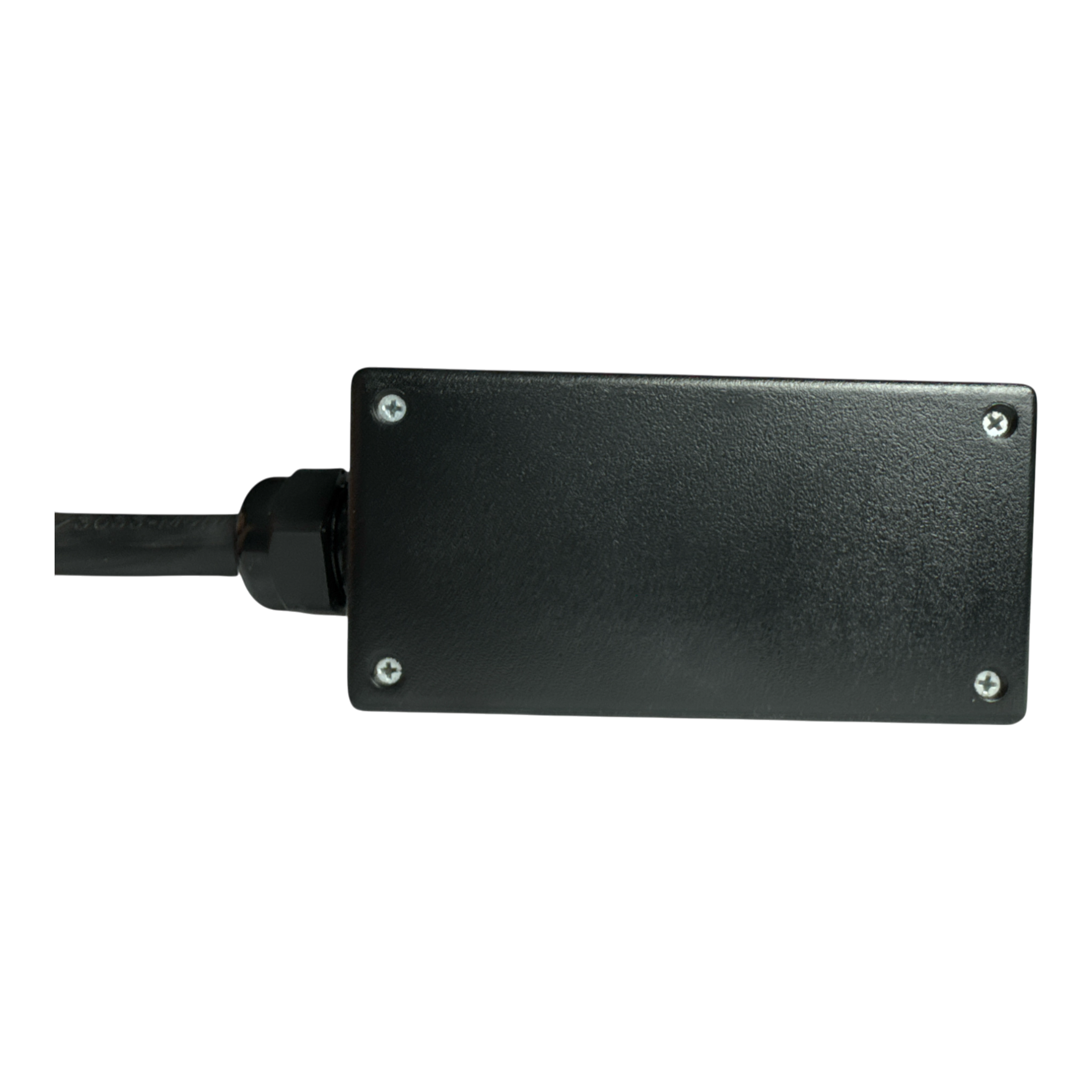 A black rectangular electronic device with a cable, set against a plain black background, the PIERCE 8 Function Wrecker Remote is designed for the towing industry and exemplifies innovative control solutions for heavy-duty applications.