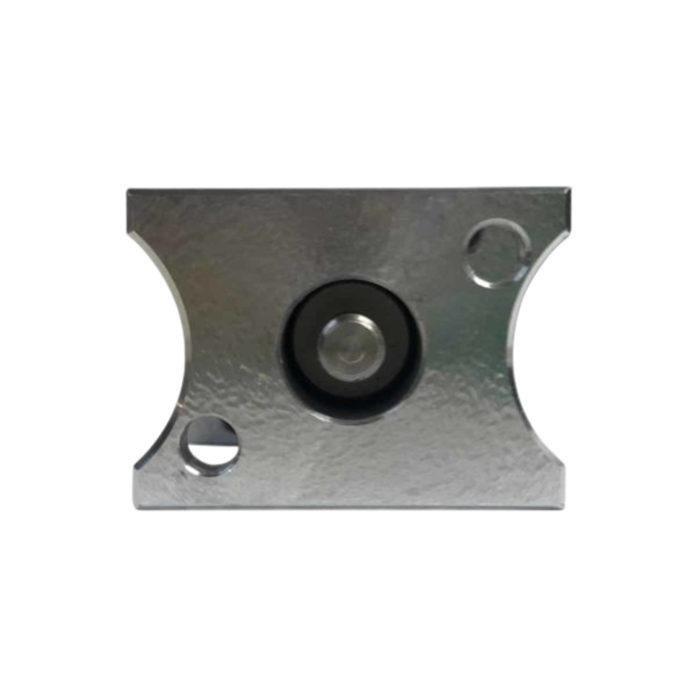 PIERCE's Bolt-on Actuator for Husco Spool, crafted with a metallic bracket featuring rounded corners and a central circular hole, is showcased against a sleek black background.