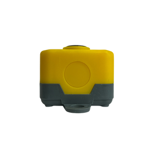 PIERCE Universal Momentary Pendant Control - 6 Button, featuring a yellow and gray rectangular design for industrial applications, displayed on a black background.