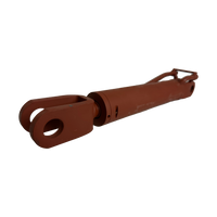 The OEM replacement cylinder, named "Fold Cylinder" by the brand PIERCE, is a rust-colored metal turnbuckle with a forked end and eyelet. It is isolated on a black background, highlighting its rugged design for wheel lift wrecker systems.