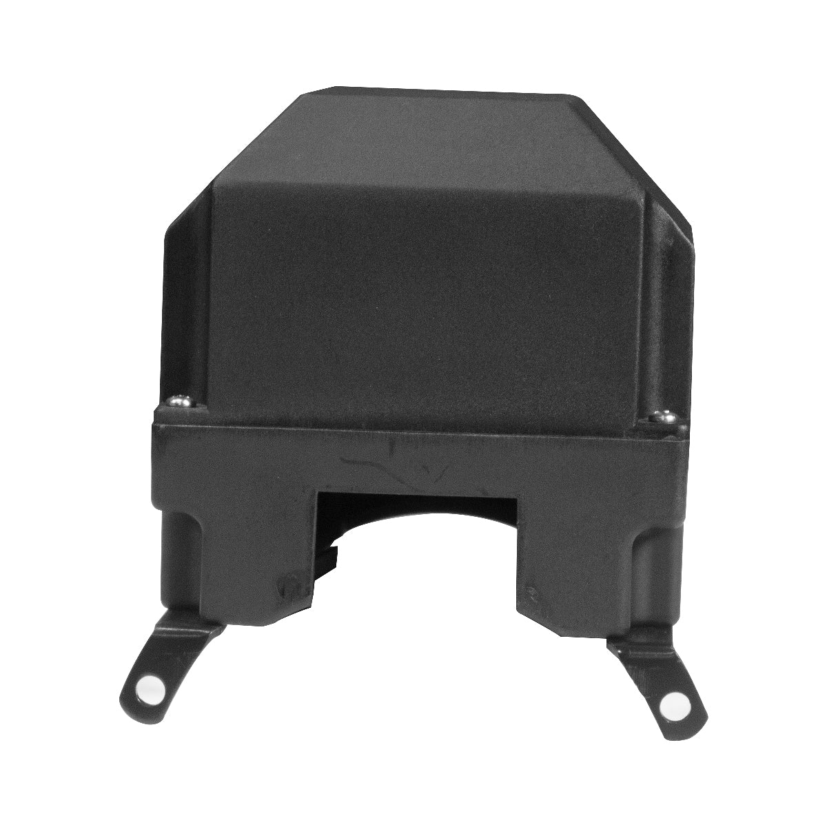 This black housing for a solenoid, designed as a replacement part for PIERCE electric planetary winches, features a rectangular shape with two mounting tabs at the bottom.