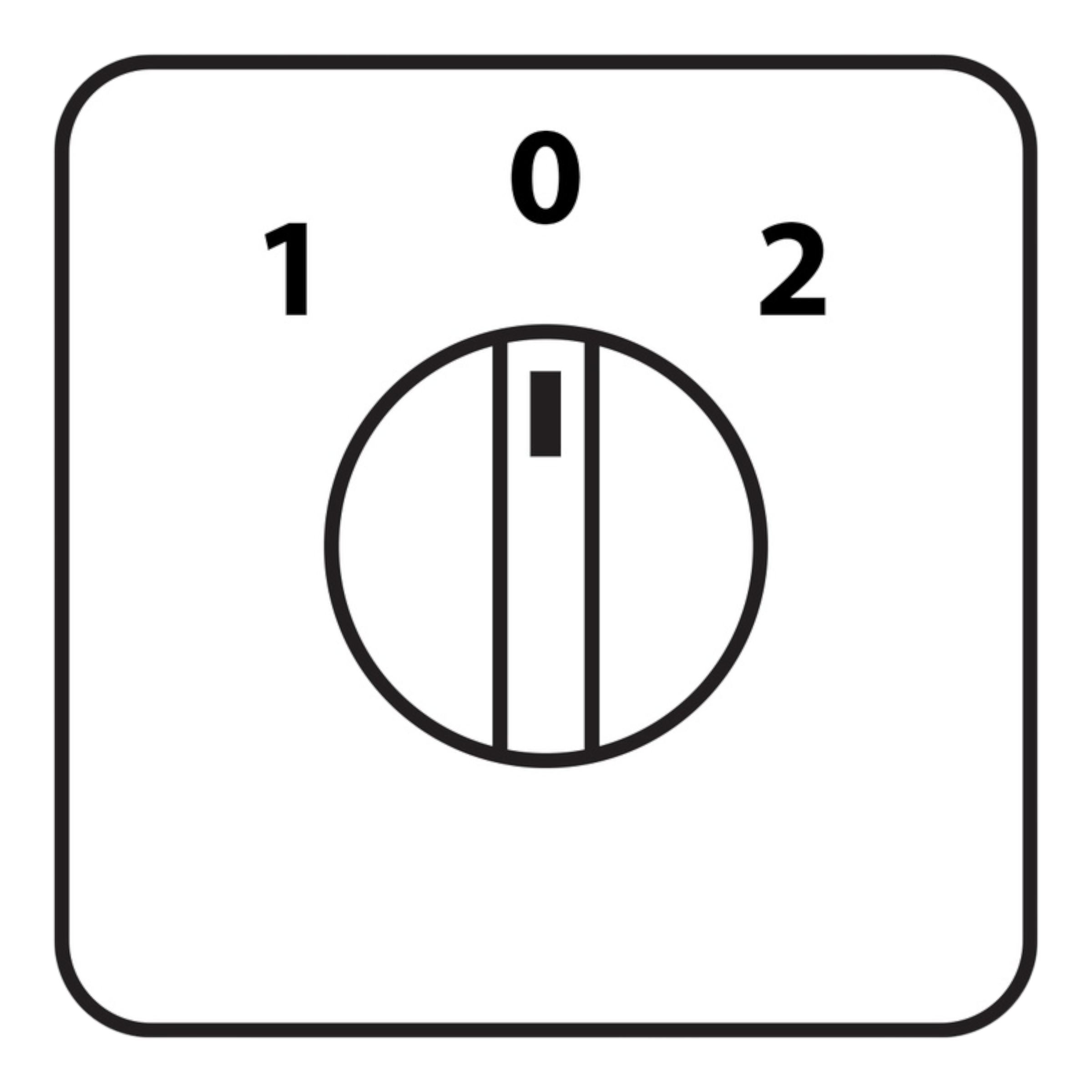 A Control Box for the 110V PIERCE 654 Series Single Phase Winch features a dial with settings 0, 1, and 2 on a white background, housed in an IP65 enclosure for durability. It is currently positioned at setting 0.