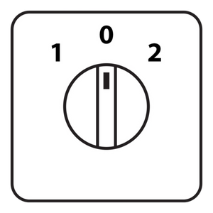 A Control Box for the 110V PIERCE 654 Series Single Phase Winch features a dial with settings 0, 1, and 2 on a white background, housed in an IP65 enclosure for durability. It is currently positioned at setting 0.