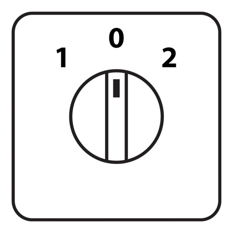 A Control Box for the 110V PIERCE 654 Series Single Phase Winch features a dial with settings 0, 1, and 2 on a white background, housed in an IP65 enclosure for durability. It is currently positioned at setting 0.