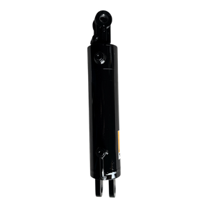 Black PIERCE welded hydraulic cylinder with a 4-inch bore diameter and 14-inch stroke against a black background.