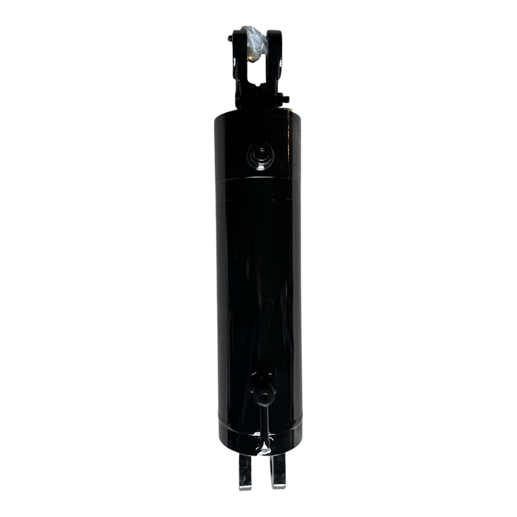 PIERCE black welded hydraulic cylinder with a 5-inch bore diameter and a 14-inch stroke on a black background.