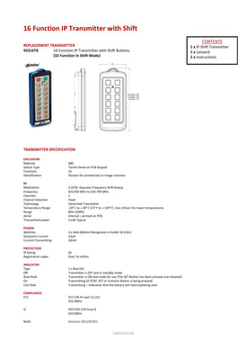 Thumbnail for 92316TX - 16 Function IP Transmitter with Shift