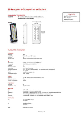 Thumbnail for 92320TX - 20 Function IP Transmitter with Shift