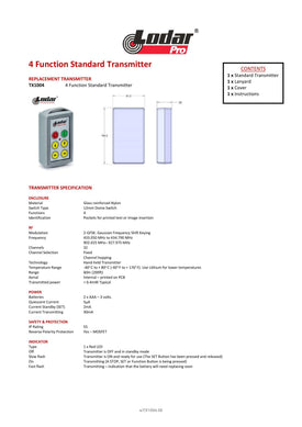 Thumbnail for TX1004 - 4 Function Standard Transmitter