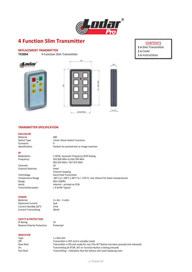 Thumbnail for TX3004 - 4 Function Slim Transmitter