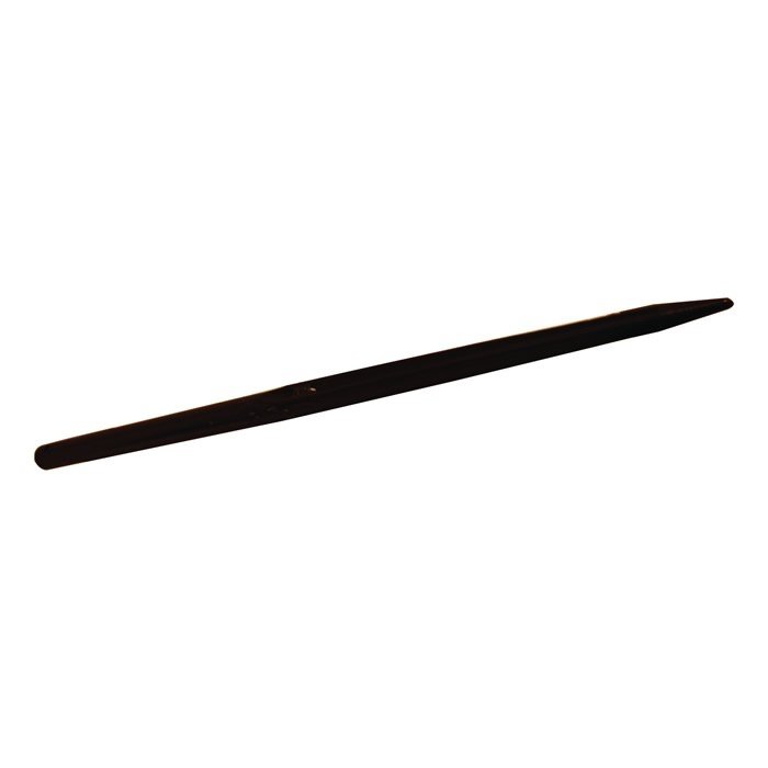 A dark, tapered steel punch tool with a pointed end resembles PIERCEs Forged Bale Spear, set against a white background.