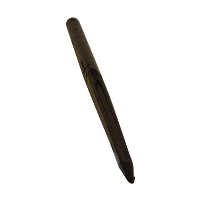 A black oblique calligraphy pen holder, as sturdy and purposeful as PIERCEs Forged Bale Spear, rests elegantly on a plain white background.